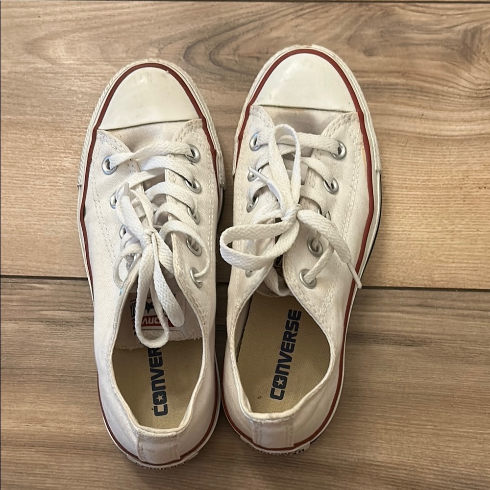 Converse White Canvas Sneakers with Rubber Toe Caps